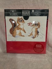 VTG NWF Christmas Cards Box 20 Sealed Chipmunks Snow Berries Wildlife Fed picture