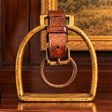 Wonderful Antique French Horse Stirrup Redouenat Leather Brass Equestrian Tack picture