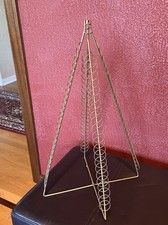 Vintage MCM Gold Wire Christmas Tree Card Holder Display Holds 96 Cards 24” Tall picture
