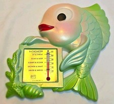 Vintage 1977 Miller Studio Fish Thermometer Chalkware Wall Plaque picture