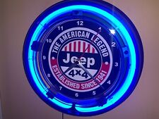 Jeep 4X4 Motors Auto Garage Man Cave Neon Wall Clock Advertising Sign picture