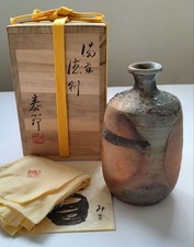 Bizen Ware Flower Vase Sake Bottle Tokuri Taisetsu Sueishi picture