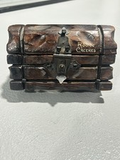 Antique Hand carved Wooden Box With Painted Spanish City Of Caceres Spain picture
