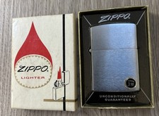 Vintage Zippo Lighter Brushed Chrome Pat 2517191 Bradford PA 1950s/60s Windproof picture