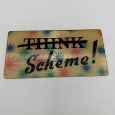 Vintage THINK / Scheme Plastic Lenticular Desk Wall Sign Plaque 6 x 3 Inches picture
