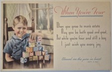 Vintage Postcard Smiling Boy Playing With Wooden Alphabet Blocks  AA118 picture