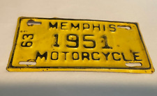 Vintage Motorcycle license plate tag 1963 Memphis Tennessee 1951 picture