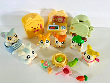 Vintage Epoch Hamtaro Six Mini Ham Ham Figures With 3 Playsets 2000 GUC picture