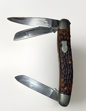 Vintage Schrade Pocket Knife USA SS825 Stockman 3 Blade Stainless Jigged Scales picture