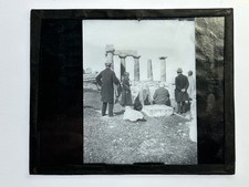 Antique Magic Lantern Slide Classical Ruins Tourists Greek Roman Archaeology picture