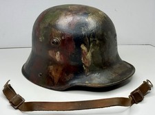Rare Authentic WW1 German M17 Stahlhelm Helmet 64 Fixed Bale Austrian Camouflage picture