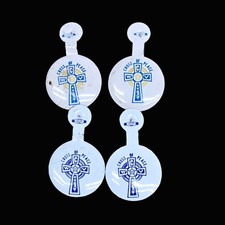 Vintage Catholic War Veterans metal tabs lot cross of peace religious relics x4 picture