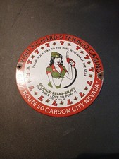 Vintage TEXACO CASINO ROUTE 50 Gas and Oil Porcelain Sign 12” Round picture