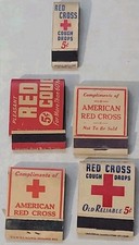 5 Vintage Red Cross Matchbooks Red Cross Cough Drops Unused Unstruck picture