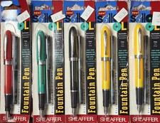 5 Vintage 1990s Sheaffer Cartridge Fountain Pen Refilllable Fine Point Black Ink picture