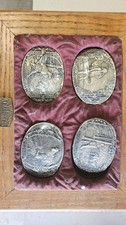 Visions of the Old West Limited Edition 4 Brass Belt Buckles Russell Wyeth Case picture