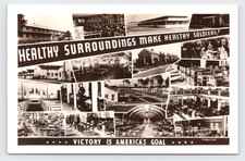 c1943 Healthy Surroundings Soldiers RPPC Military Camp Barracks Hospital WWII picture