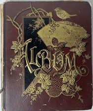 Antique Victorian Scrapbook Album 1800s Chromolithograph Die Cut Trade Cards picture