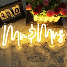 Mr & Mrs LED Neon Sign Light 16.5’’X6.7’’ colorful Party Wedding Wall Decor Gift picture