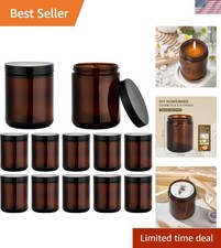 12-Pack 8 oz Amber Glass Jars with UV-Proof Lids - Perfect for DIY Projects picture