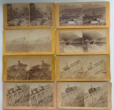 EIGHT Different Mount Washington Railway, Railroad Original Early Stereoviews picture