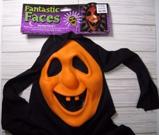 Fun World Fantastic Faces Vtg 90s Scream Mask Orange Goofy Ghost Tag Musty Odor picture
