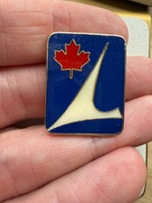 RARE Vintage Nordair Airline Lapel Pin Canadian Aviation Maple Leaf Tail Badge picture