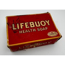 Vintage 1940s Lifebuoy Health Soap Red Bar Original Box Retro Advertising Prop picture