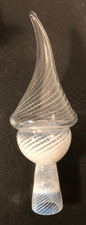 RARE Signed Vtg Opalescent Swirl Clear Blown Glass Christmas Tree Topper/Final picture