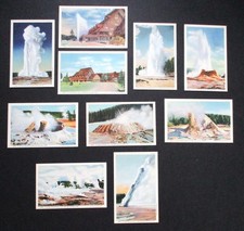 Yellowstone National Park Geyser Linen Postcards - Old Faithful & More - Unused picture