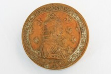 Antique 19th C France French King Louis XII Brass Box Fleurdelys picture