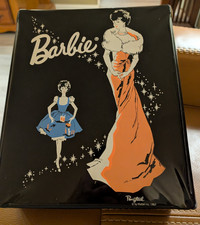 1962 Barbie Ponytail Fashion Doll Black Vinyl Clothing Carrying Case Box Mattel picture