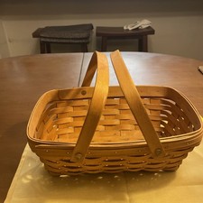 Vintage Longaberger Handwoven Classic Stain Wood Vegetable Gathering Basket picture