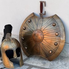 Medieval Troy Trojan Shield, Achilles Shield with Troy Achilles Knight Helmet picture