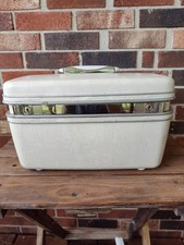 Vintage Samsonite Silhouette White Train Case Makeup Luggage Tray picture