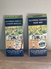 Almost Antique 1938 Calso Colorado And California Map Set Of Two Great Condition picture