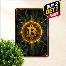 Crypto Currency Accepted Here Sign Bitcoin Merchant Store Metal Tin Plaque picture