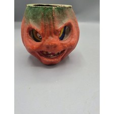 Vtg Antique 1940s Halloween Papier Mache Choir Boy Jack O Lantern Pumpkin JOL picture