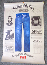 Vintage 90'S LEVI'S Blue Jeans Advertising Poster 