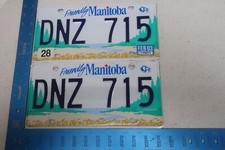Manitoba MB License Plate Tag Canada 2003 03 Natural Sticker Pair Set DNZ 715 picture
