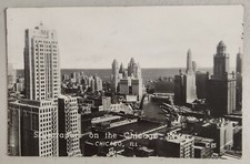 Skyscrapers on Chicago River in Chicago,Illinois 1930s 40s?Real Photo Postcard picture