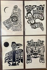 4 Vintage CB Greul Postcards Northwest Coast Native Art Haida Tlingit picture