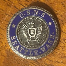 USNS Seattle Navy Militaria Sterling Silver Pin Badge 2 Service Years picture