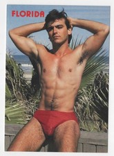 Florida Guy in Red Bikini Gay Interest #SS020 Vintage 1980s Postcard NM picture