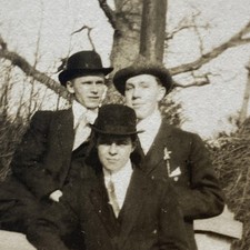 Vintage C1910s Three Men Suits Hats RPPC Real Photo Postcard Velox 3.5x5.5 picture