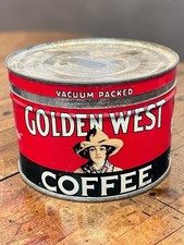 Vintage Golden West Coffee Tin 1927 Closset & Devers 1 Lb Can Cowboy picture