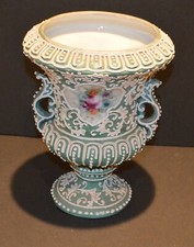 Antique Nippon Moriage Loving Cup Vase – Hand-Painted Floral & Raised Enamel picture