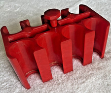 Vintage Red Bakelite Catalin Poker Chip Caddy Holder Yellow Swirl- 795 grams picture