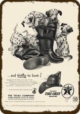 1952 TEXACO DALMATIAN PUPPY DOGS & FIREMANS BOOT Vintage Look DECORATIVE METAL S picture