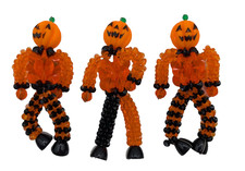 Vintage Halloween Beaded Jack O Lantern Doll Figurines Ornaments Handmade Decor picture
